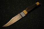 JT Downie Muskox scales, damascus mini-bowie