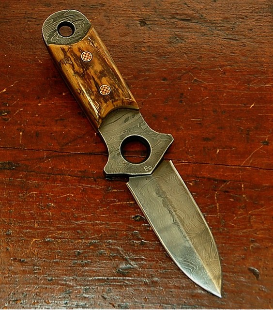 Erwin Roach Damascus Neck Dagger 